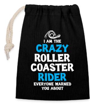Crazy Roller Coaster Rider - Verschließbarer Geschenkbeutel aus Baumwolle (14x20cm) - Schwarz - Vorne
