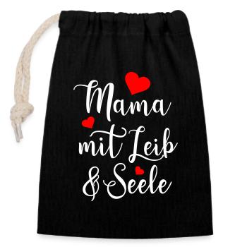Vollblutmama Beste Mama Geschenk Liebe Mutterliebe - Verschließbarer Geschenkbeutel aus Baumwolle (14x20cm) - Schwarz - Vorne