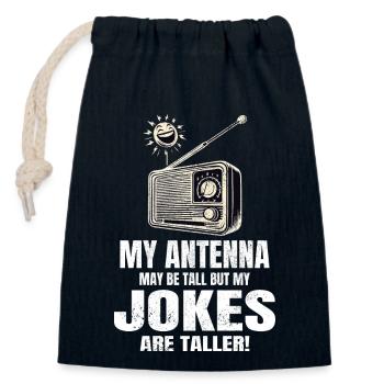 Vintage Radio esthétique grandes antennes plus grandes blagues - Sac cadeau en coton avec cordon (14 x 20 cm) - bleu marine - Devant