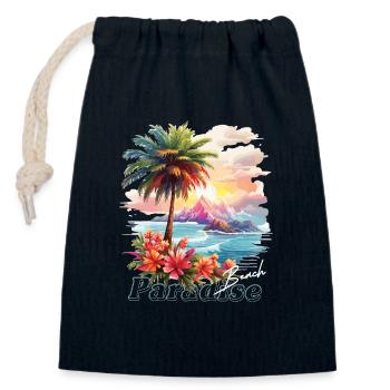 Paradise Beach - Verschließbarer Geschenkbeutel aus Baumwolle (14x20cm) - Navy - Vorne