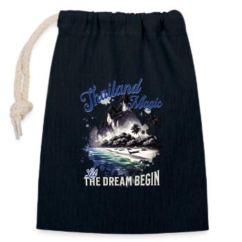 Thailand Magic Let The Dream Begin - Closable cotton gift bag (14x20cm) - navy - Front
