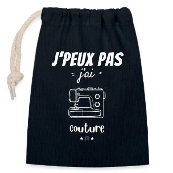 I can't sew - Closable cotton gift bag (14x20cm) - navy - Front