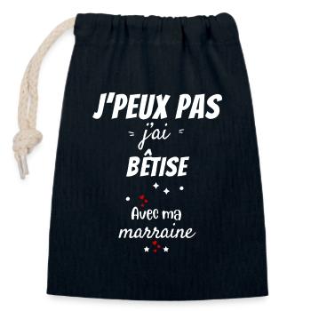 I can't, I messed up with my godmother - Closable cotton gift bag (14x20cm) - navy - Front