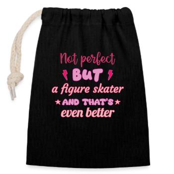 Not perfect, but skater, skating - Closable cotton gift bag (14x20cm) - black - Front