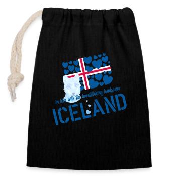 Iceland fox - Closable cotton gift bag (14x20cm) - black - Front