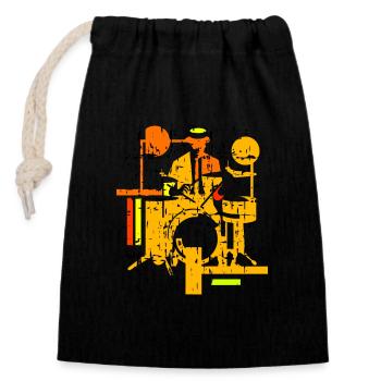 Drummer chill color - Verschließbarer Geschenkbeutel aus Baumwolle (14x20cm) - Schwarz - Vorne