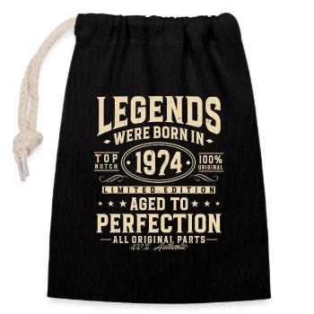 Legends were born in 1974 - Closable cotton gift bag (14x20cm) - black - Front