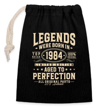 Legends were born in 1984 - Closable cotton gift bag (14x20cm) - black - Front