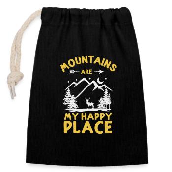 Die Berge sind mein Happy Place - Verschließbarer Geschenkbeutel aus Baumwolle (14x20cm) - Schwarz - Vorne