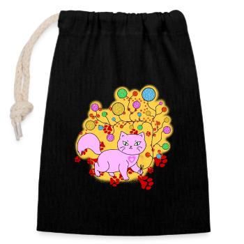 Chat Fan Chat Chaton J’Adore Les Chats - Sac cadeau en coton avec cordon (14 x 20 cm) - noir - Devant