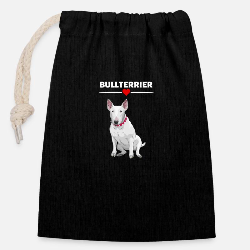 Bull terrier - Sac cadeau en coton avec cordon (14 x 20 cm) - noir