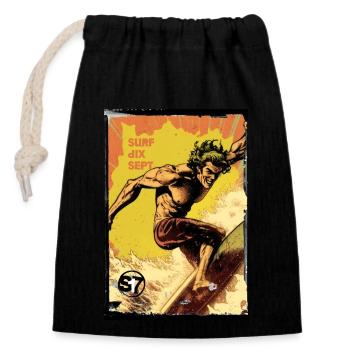 T Shirtwave Surfer T Shirt Papa - Verschließbarer Geschenkbeutel aus Baumwolle (14x20cm) - Schwarz - Vorne