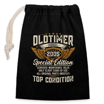 Oldtimer 2005 Jahrgang geboren Geburtstag Geschenk - Verschließbarer Geschenkbeutel aus Baumwolle (14x20cm) - Schwarz - Vorne