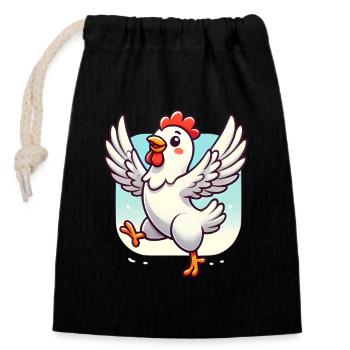 Lifes Better with Chickens Graphic - Closable cotton gift bag (14x20cm) - black - Front