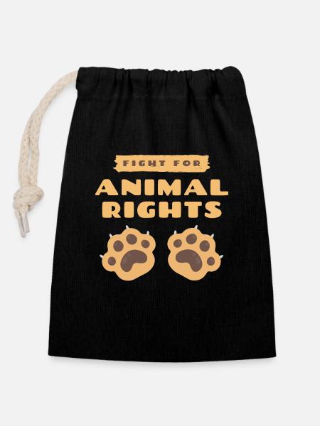 Fight For Animal Rights - Closable cotton gift bag (14x20cm) - black