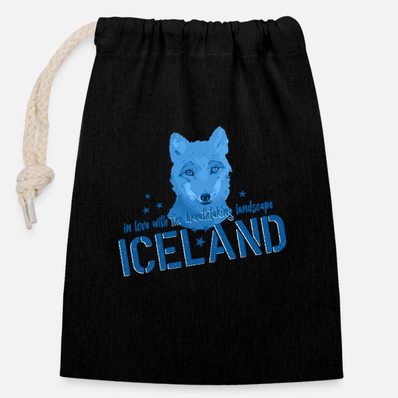 Iceland fox Island - Verschließbarer Geschenkbeutel aus Baumwolle (14x20cm) - Schwarz