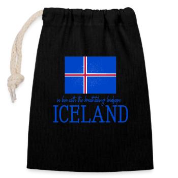 Iceland flag - Closable cotton gift bag (14x20cm) - black - Front