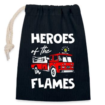 Héros des flammes Pompiers - Sac cadeau en coton avec cordon (14 x 20 cm) - bleu marine - Devant