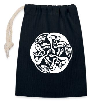 Ireland Celtic Ornament Wolfhound Triskele - Closable cotton gift bag (14x20cm) - navy - Front