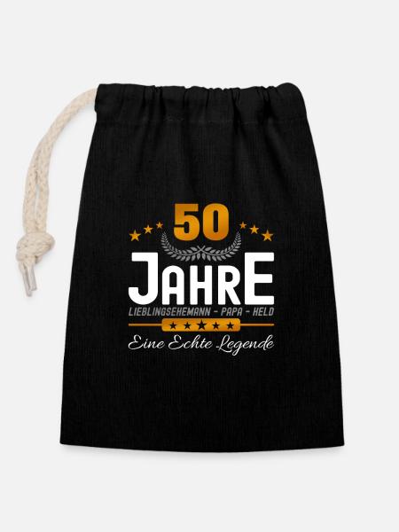 50 Jahre Lieblingsehemann - Verschließbarer Geschenkbeutel aus Baumwolle (14x20cm) - Schwarz