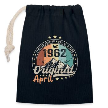 1962 Avril 1962 Anniversaire Avril 1962 Avril - Sac cadeau en coton avec cordon (14 x 20 cm) - bleu marine - Devant