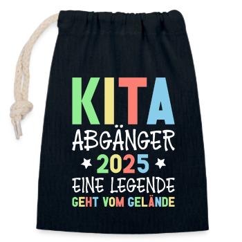 Kita Abgänger 2025 Letzter Tag Im Kindergarten - Verschließbarer Geschenkbeutel aus Baumwolle (14x20cm) - Navy - Vorne