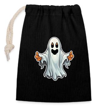 Gespenst Halloween - Verschließbarer Geschenkbeutel aus Baumwolle (14x20cm) - Schwarz - Vorne