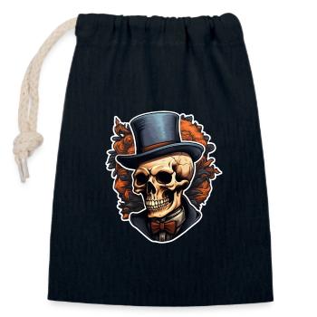 Skull Gentleman Halloween - Closable cotton gift bag (14x20cm) - navy - Front