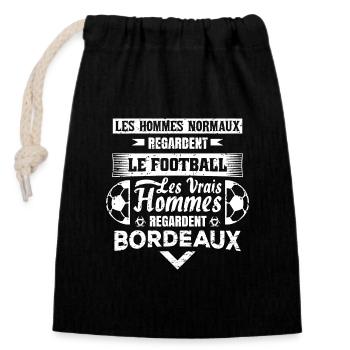 les vrais hommes regardent BORDEAUX club de foot - Sac cadeau en coton avec cordon (14 x 20 cm) - noir - Devant