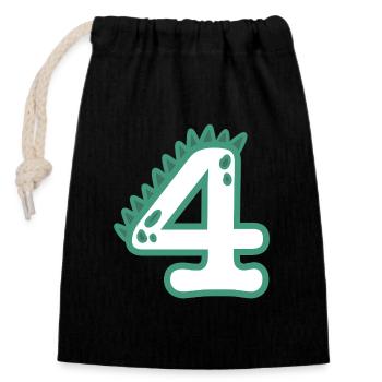 Number 4 - Closable cotton gift bag (14x20cm) - black - Front