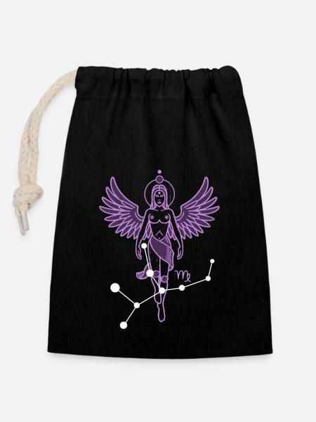 Virgo - Closable cotton gift bag (14x20cm) - black