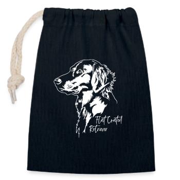 Retriever à poil plat Portrait chien Chien Wilsigns - Sac cadeau en coton avec cordon (14 x 20 cm) - bleu marine - Devant