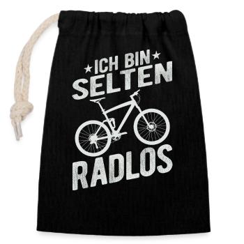 Selten Radlos Fahrrad Radsport Fahrradfahrer Bike - Verschließbarer Geschenkbeutel aus Baumwolle (14x20cm) - Schwarz - Vorne