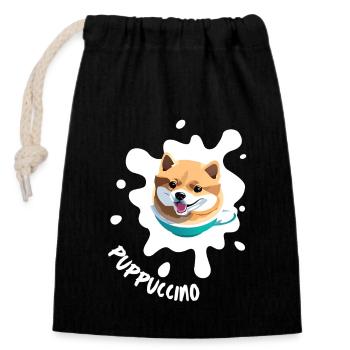 Coffee Dog Puppuccino T-Shirt - Sac cadeau en coton avec cordon (14 x 20 cm) - noir - Devant