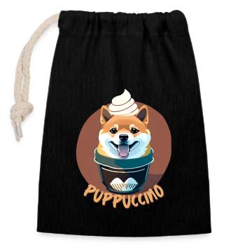 Coffee Dog Puppuccino T-Shirt - Sac cadeau en coton avec cordon (14 x 20 cm) - noir - Devant