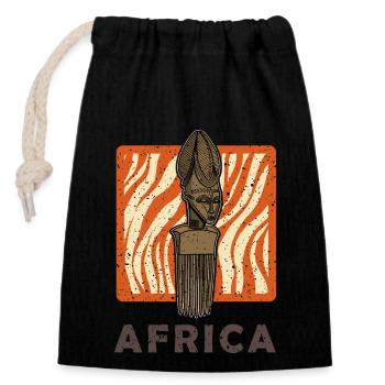 Afro Comb Hair Ebony Africa Culture Gift - Closable cotton gift bag (14x20cm) - black - Front