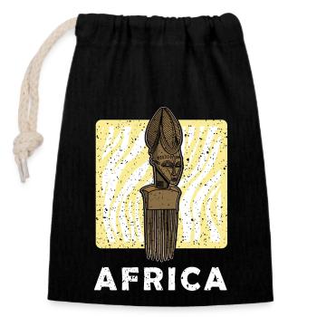 Afro Comb Hair Ebony Africa Culture Gift - Closable cotton gift bag (14x20cm) - black - Front