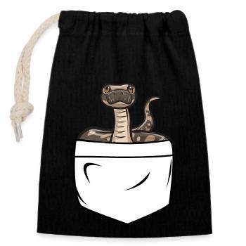 Ball Python Snake King Python - Closable cotton gift bag (14x20cm) - black - Front
