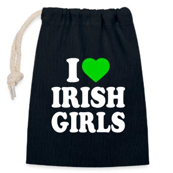 I love irish girls - Closable cotton gift bag (14x20cm) - navy - Front