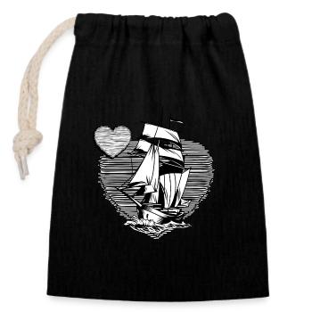 Kapitän moin moin Segelboot Skipper Seemannsgarn - Verschließbarer Geschenkbeutel aus Baumwolle (14x20cm) - Schwarz - Vorne