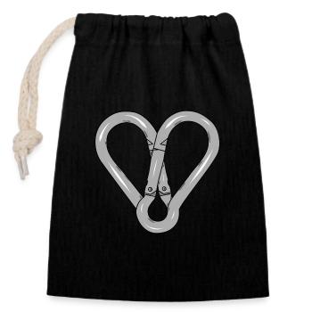 Snap hook heart Snap hook heart - Closable cotton gift bag (14x20cm) - black - Front