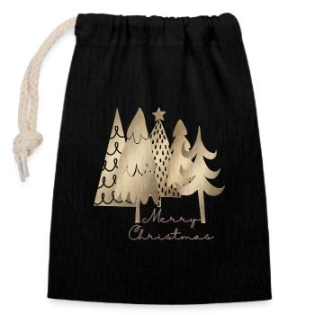 Merry Christmas - Closable cotton gift bag (14x20cm) - black - Front