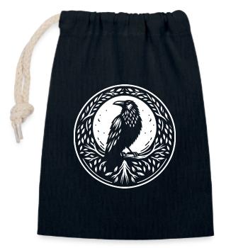 Rabe keltisch rund - Verschließbarer Geschenkbeutel aus Baumwolle (14x20cm) - Navy - Vorne