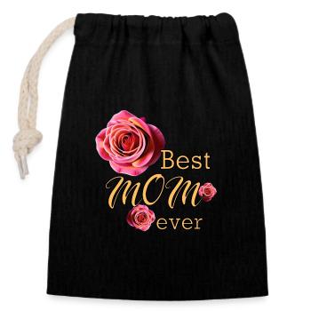 Muttertag best Mom ever - Verschließbarer Geschenkbeutel aus Baumwolle (14x20cm) - Schwarz - Vorne
