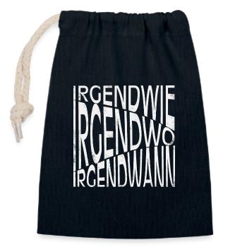 Irgendwie - Irgendwo - Irgendwann - Verschließbarer Geschenkbeutel aus Baumwolle (14x20cm) - Navy - Vorne