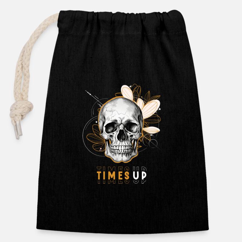Times Up - Closable cotton gift bag (14x20cm) - black