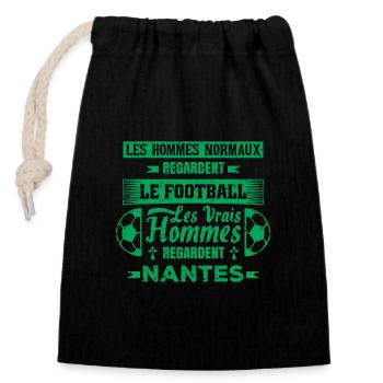 les vrais hommes regardent nantes club de foot - Sac cadeau en coton avec cordon (14 x 20 cm) - noir - Devant