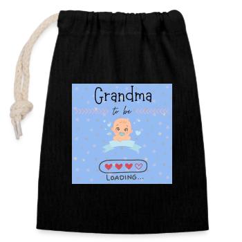 Grandma to be // Werdende Oma! - Verschließbarer Geschenkbeutel aus Baumwolle (14x20cm) - Schwarz - Vorne