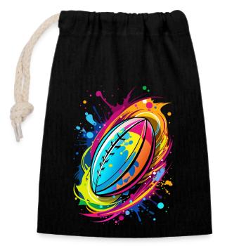 Neon Energy Rugby Splash - Verschließbarer Geschenkbeutel aus Baumwolle (14x20cm) - Schwarz - Vorne