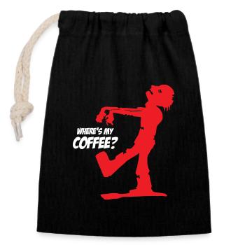 Zombie Where is My Coffee - Verschließbarer Geschenkbeutel aus Baumwolle (14x20cm) - Schwarz - Vorne